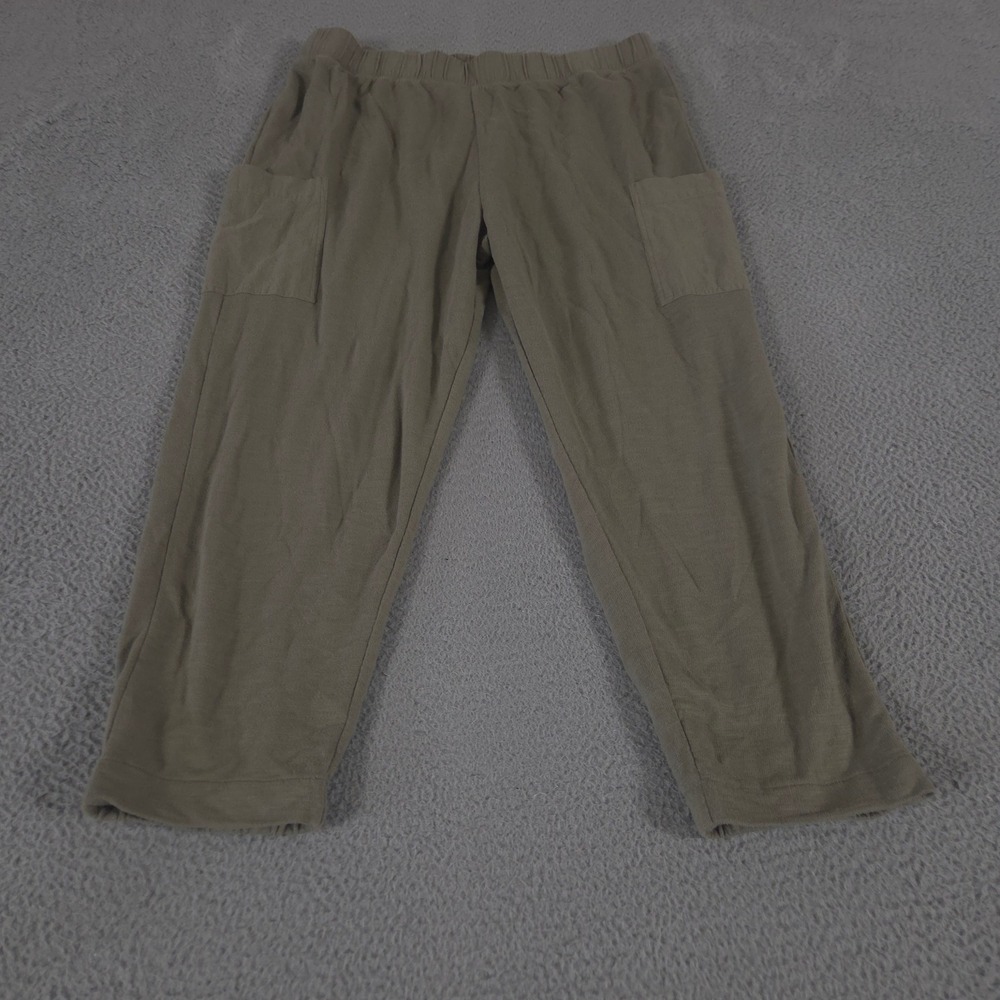 Soft Surroundings Pants Womens XL Olive Green Lanai Lounge Wide Leg Cargo Pocket
